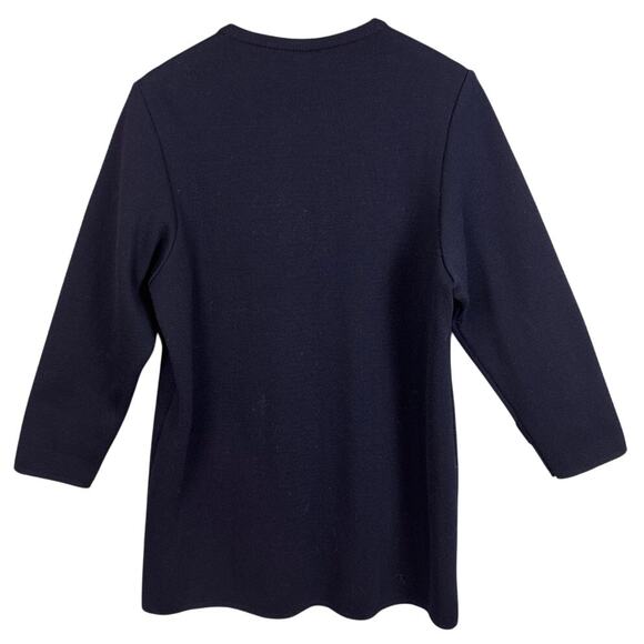 Vintage Jaeger Womens Wool Sweater Coat Double Breasted Gold Buttons Navy Sz M - Picture 2 of 7